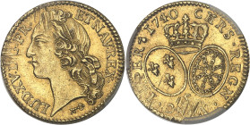 FRANCE / CAPÉTIENS
Louis XV (1715-1774). Louis d’or au bandeau 1740, S, Reims.PCGS MS62 (42456726).
Av. LVD. XV. D. G. FR. ET. NAV. REX. Tête à gauche...