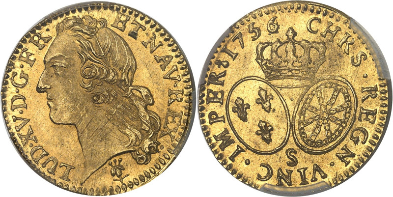 FRANCE / CAPÉTIENS
Louis XV (1715-1774). Louis d’or au bandeau 1756/2, S, Reims....