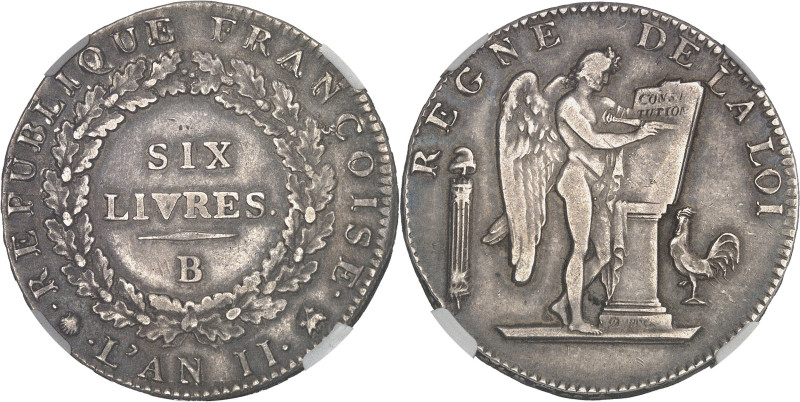 FRANCE
Convention (1792-1795). Écu de 6 livres FRANÇOISE sans date ND (1794), B,...