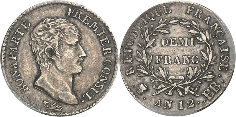 FRANCE
Consulat (1799-1804). Demi-franc Bonaparte An 12 (1803-1804), BB, Strasbo...