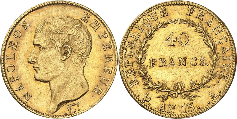 FRANCE
Premier Empire / Napoléon Ier (1804-1814). 40 francs tête nue, calendrie...
