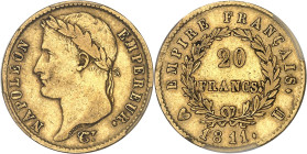 FRANCE
Premier Empire / Napoléon Ier (1804-1814). 20 francs Empire 1811, U, Turin.PCGS XF40 (43477181).
Av. NAPOLEON EMPEREUR. Tête laurée à gauche, s...