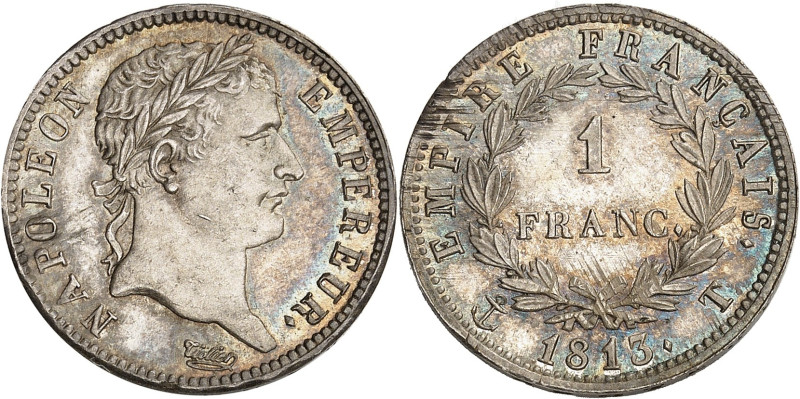 FRANCE
Premier Empire / Napoléon Ier (1804-1814). 1 franc Empire 1813, T, Nante...