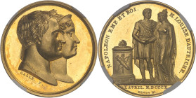 FRANCE
Premier Empire / Napoléon Ier (1804-1814). Médaille d’Or, mariage avec Marie-Louise d’Autriche, par Denon, Galle et Droz 1810, Paris.NGC MS 64 ...