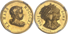 FRANCE
Premier Empire / Napoléon Ier (1804-1814). Médaillette d’Or, naissance du roi de Rome 1811, Paris.NGC MS 62 (6631355-068).
Av. XX MARS MDCCCXI....