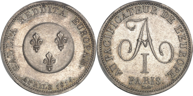 FRANCE
Louis XVIII (1814-1824). Module de 2 francs, Alexandre Ier Pacificateur d...