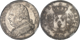 FRANCE
Louis XVIII (1814-1824). 5 francs buste habillé 1814, I, Limoges.NGC MS 61 (6632266-047).
Av. LOUIS XVIII ROI DE FRANCE. Buste habillé de Louis...
