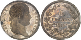 FRANCE
Cent-Jours / Napoléon Ier (mars-juillet 1815). Essai de 5 francs Empire par J.-P. Droz, Frappe spéciale (SP) 1815, A, Paris.PCGS SP62BN (Maz.73...