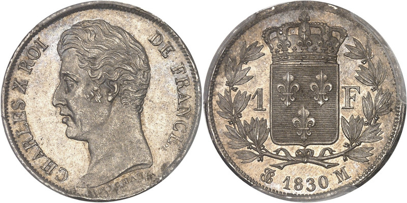 FRANCE
Charles X (1824-1830). 1 franc 1830, M, Toulouse.PCGS MS63 (28037127).
Av...