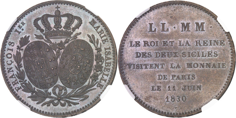 FRANCE
Charles X (1824-1830). Module de 5 francs, visite du roi et de la Reine d...