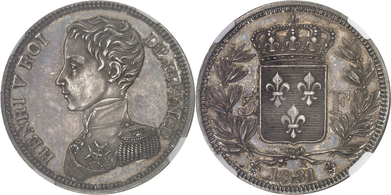 FRANCE
Henri V (1820-1883). 5 francs 1831, Bruxelles (Würden).NGC MS 63 (6389234...