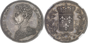 FRANCE
Henri V (1820-1883). 5 francs 1831, Bruxelles (Würden).NGC MS 63 (6389234-037).
Av. HENRI V ROI DE FRANCE. Buste en uniforme à gauche d’Henri V...