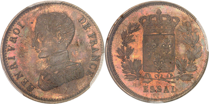 FRANCE
Henri V (1820-1883). Essai au module de 2 francs, sans valeur ni date ND ...
