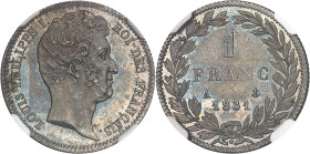 FRANCE
Louis-Philippe Ier (1830-1848). 1 franc tête nue 1831, A, Paris.NGC MS 66 (6633193-011).
Av. LOUIS PHILIPPE I ROI DES FRANÇAIS. Tête nue à droi...