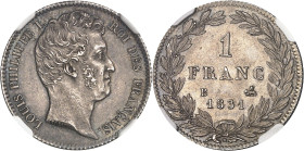FRANCE
Louis-Philippe Ier (1830-1848). 1 franc tête nue 1831, B, Rouen.NGC MS 64 (6630870-043).
Av. LOUIS PHILIPPE I ROI DES FRANÇAIS. Tête nue à droi...