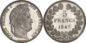 FRANCE
Louis-Philippe Ier (1830-1848). 5 francs, IIIe type Domard 1847, A, Paris.NGC MS 64* (5790429-009).
Av. LOUIS PHILIPPE I ROI DES FRANÇAIS. Tête...