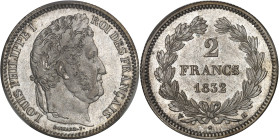 FRANCE
Louis-Philippe Ier (1830-1848). 2 francs 1832, H, La Rochelle.PCGS MS64 (45081178).
Av. LOUIS PHILIPPE I ROI DES FRANÇAIS. Tête laurée à droite...