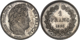FRANCE
Louis-Philippe Ier (1830-1848). 1 franc tête laurée 1832, A, Paris.PCGS MS65 (28037129).
Av. LOUIS PHILIPPE I ROI DES FRANÇAIS. Tête laurée à d...