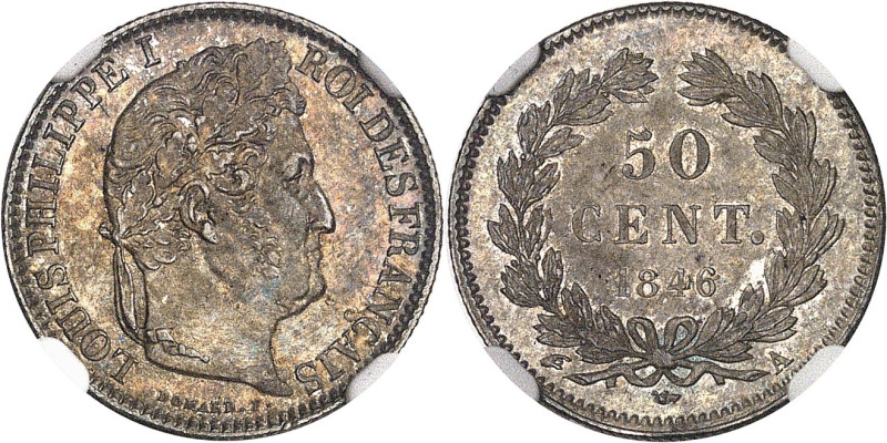 FRANCE
Louis-Philippe Ier (1830-1848). 50 centimes 1846, A, Paris.NGC MS 63 (663...