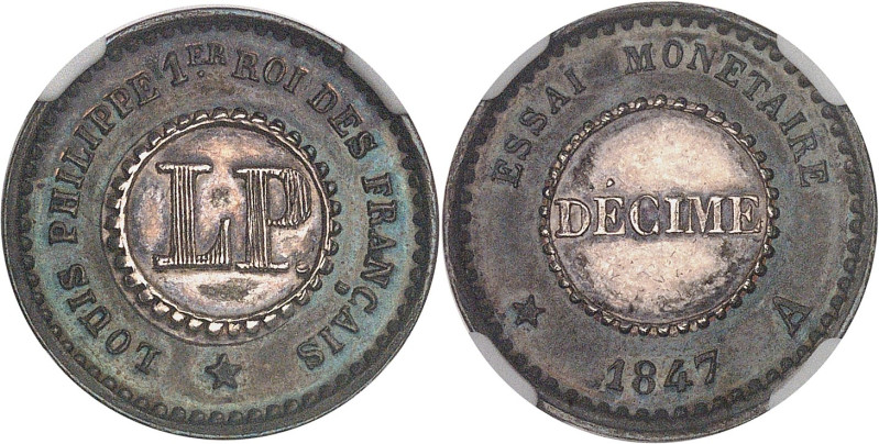 FRANCE
Louis-Philippe Ier (1830-1848). Décime bimétallique, essai monétaire 1847...