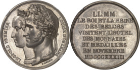FRANCE
Louis-Philippe Ier (1830-1848). Médaille, visite de l’hôtel des monnaies et médailles de Paris par le roi et la reine de Belgique, par E. Duboi...