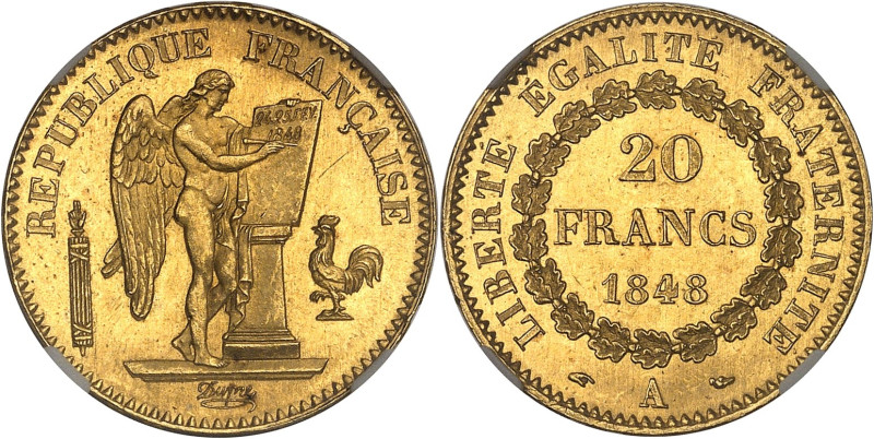 FRANCE
IIe République (1848-1852). 20 francs Génie 1848, A, Paris.NGC MS 65 (663...