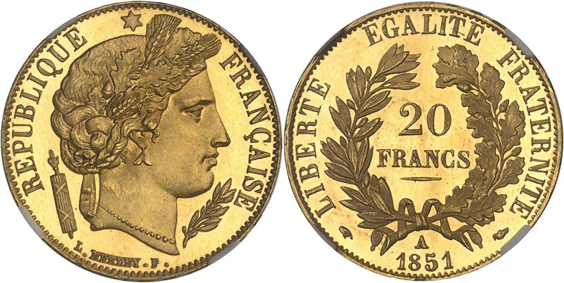 FRANCE
IIe République (1848-1852). 20 francs Cérès, Flan bruni (PROOF) 1851, A, ...