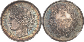 FRANCE
IIe République (1848-1852). 2 francs Cérès 1850, A, Paris.NGC MS 66 (2125755-005).
Av. RÉPUBLIQUE FRANÇAISE. Tête de la République à gauche en ...
