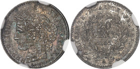 FRANCE
IIe République (1848-1852). 20 centimes Cérès 1851, A, Paris.NGC MS 63 (6633192-018).
Av. RÉPUBLIQUE FRANÇAISE. Tête de la République à gauche ...