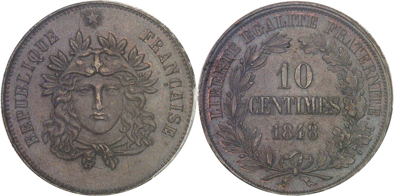 FRANCE
IIe République (1848-1852). Essai-piéfort de 10 centimes, concours de 184...