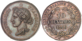 FRANCE
IIe République (1848-1852). Essai de 10 centimes, concours de 1848, troisième type par Gayrard 1848, Paris.PCGS SP63BN (45956245).
Av. REPUBLIQ...
