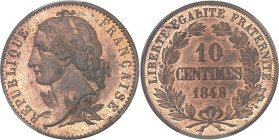 FRANCE
IIe République (1848-1852). Essai de 10 centimes, concours de 1848, par Magniadas 1848, Paris.PCGS SP64RB (Maz.1333) (45956246).
Av. RÉPUBLIQUE...