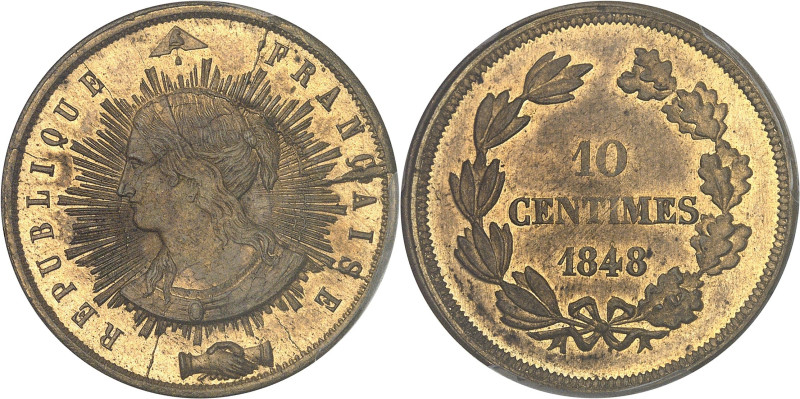 FRANCE
IIe République (1848-1852). Essai de 10 centimes, concours de 1848, premi...
