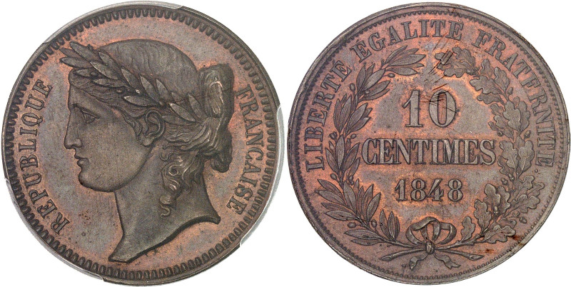 FRANCE
IIe République (1848-1852). Essai de 10 centimes, concours de 1848, hors ...