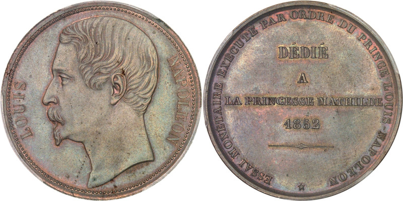 FRANCE
IIe République (1848-1852). Essai au module de 5 francs LOUIS NAPOLEON, d...