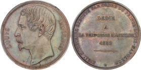 FRANCE
IIe République (1848-1852). Essai au module de 5 francs LOUIS NAPOLEON, dédié à la princesse Mathilde 1852, Paris.PCGS SP63BN (45956257).
Av. L...