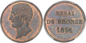 FRANCE
IIe République (1848-1852). Essai au module de 2 centimes Napoléon Bonaparte 1851, Paris.PCGS SP64BN (45956242).
Av. Tête nue à gauche de Napol...