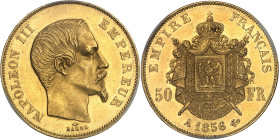 FRANCE
Second Empire / Napoléon III (1852-1870). 50 francs tête nue 1856, A, Paris.PCGS MS63 (46420521).
Av. NAPOLEON III EMPEREUR. Tête nue à droite,...