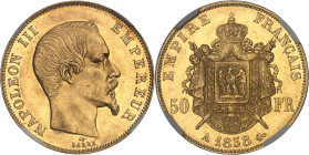 FRANCE
Second Empire / Napoléon III (1852-1870). 50 francs tête nue 1858, A, Paris.NGC MS 62 (6633790-022).
Av. NAPOLEON III EMPEREUR. Tête nue à droi...