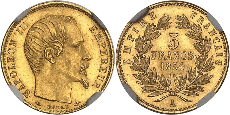 FRANCE
Second Empire / Napoléon III (1852-1870). 5 francs tête nue petit module,...