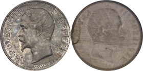 FRANCE
Second Empire / Napoléon III (1852-1870). Épreuve uniface d’avers de 5 francs tête nue par Bouvet ND (1853), Paris.NGC MS 63 (6631356-020).
Av....