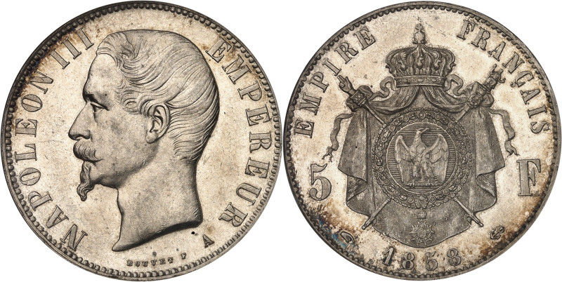 FRANCE
Second Empire / Napoléon III (1852-1870). 5 francs tête nue 1858, A, Pari...