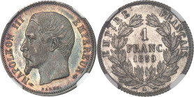 FRANCE
Second Empire / Napoléon III (1852-1870). 1 franc tête nue 1859, A, Paris.NGC MS 65+ (4220577-004).
Av. (différent) NAPOLEON III EMPEREUR (diff...