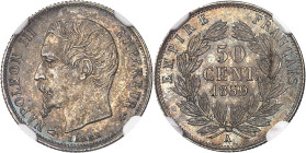 FRANCE
Second Empire / Napoléon III (1852-1870). 50 centimes tête nue 1859, A, Paris.NGC MS 65 (6633791-001).
Av. (différent) NAPOLEON III EMPEREUR (d...
