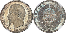 FRANCE
Second Empire / Napoléon III (1852-1870). 50 centimes tête nue 1859, BB, Strasbourg.NGC MS 66+ (6633192-027).
Av. (différent) NAPOLEON III EMPE...