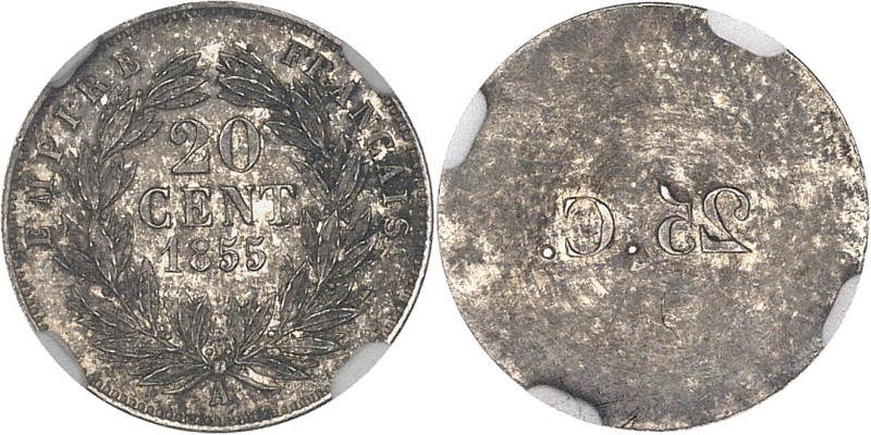 FRANCE
Second Empire / Napoléon III (1852-1870). Essai uniface de revers de 20 c...