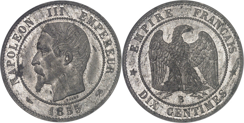 FRANCE
Second Empire / Napoléon III (1852-1870). Essai de dix centimes tête nue ...