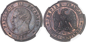 FRANCE
Second Empire / Napoléon III (1852-1870). Piéfort de deux centimes tête nue, tranche cannelée 1857, B, Rouen.NGC MS 63 BN (6630870-056).
Av. NA...