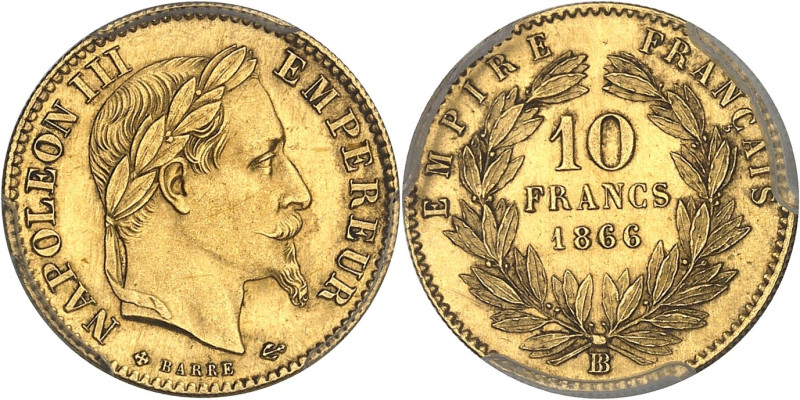 FRANCE
Second Empire / Napoléon III (1852-1870). 10 francs tête laurée, grand BB...