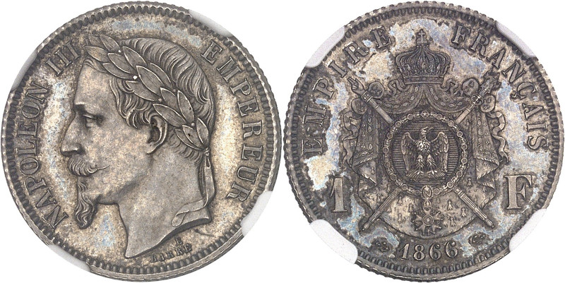 FRANCE
Second Empire / Napoléon III (1852-1870). Essai de 1 franc tête laurée, t...